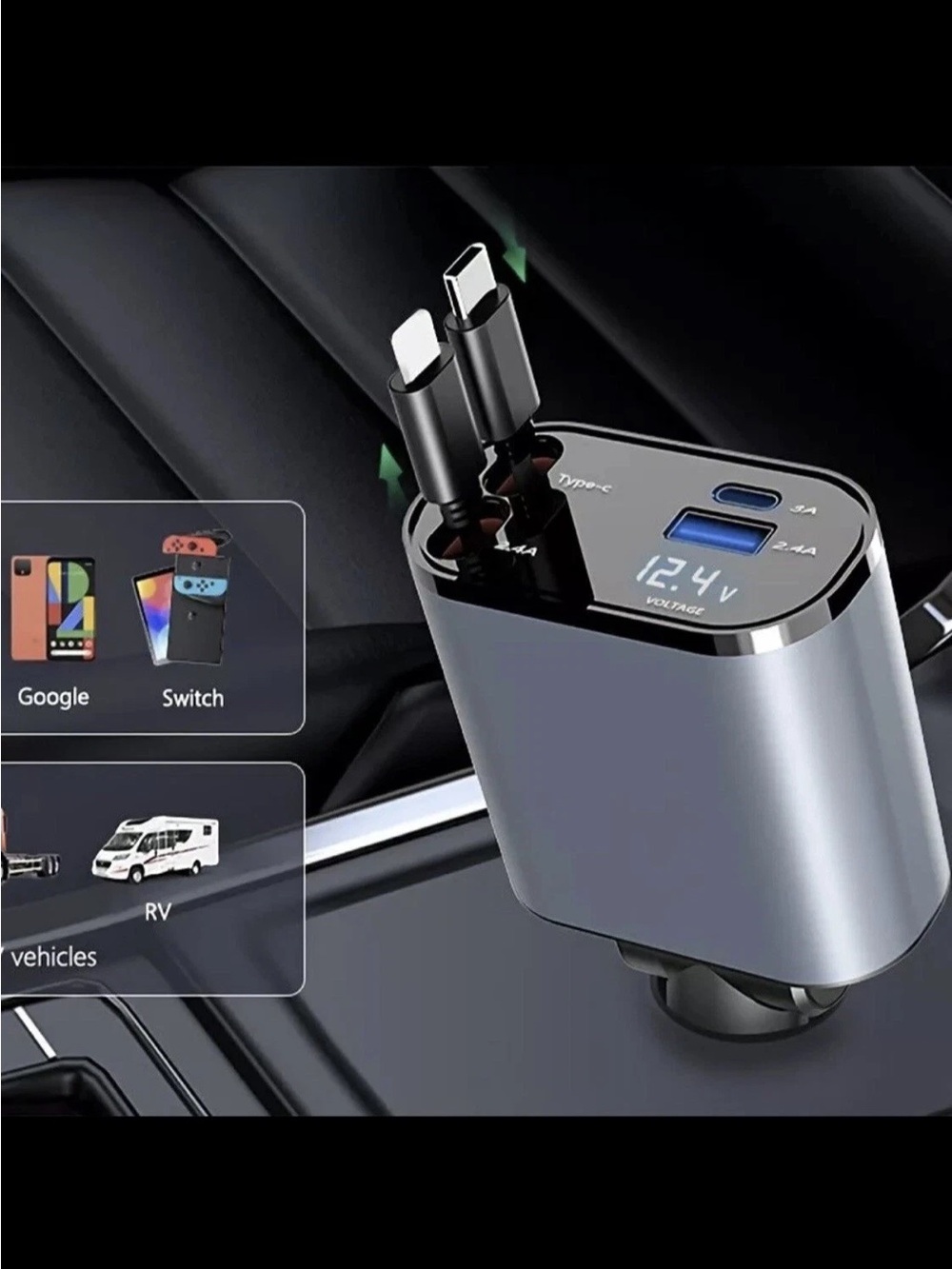 SUPER FAST CHARGE 4-in-1 Car Charger - Silver - Picture 8 of 9